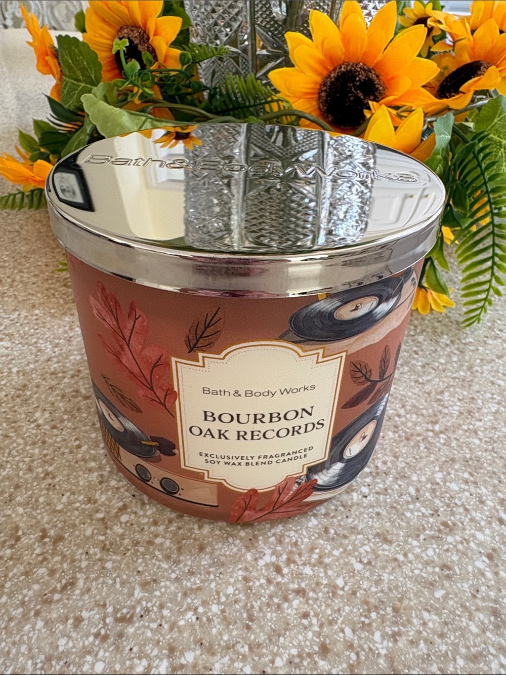 Bath & Body Works Bourbon Oak Records 3 Wick Candle